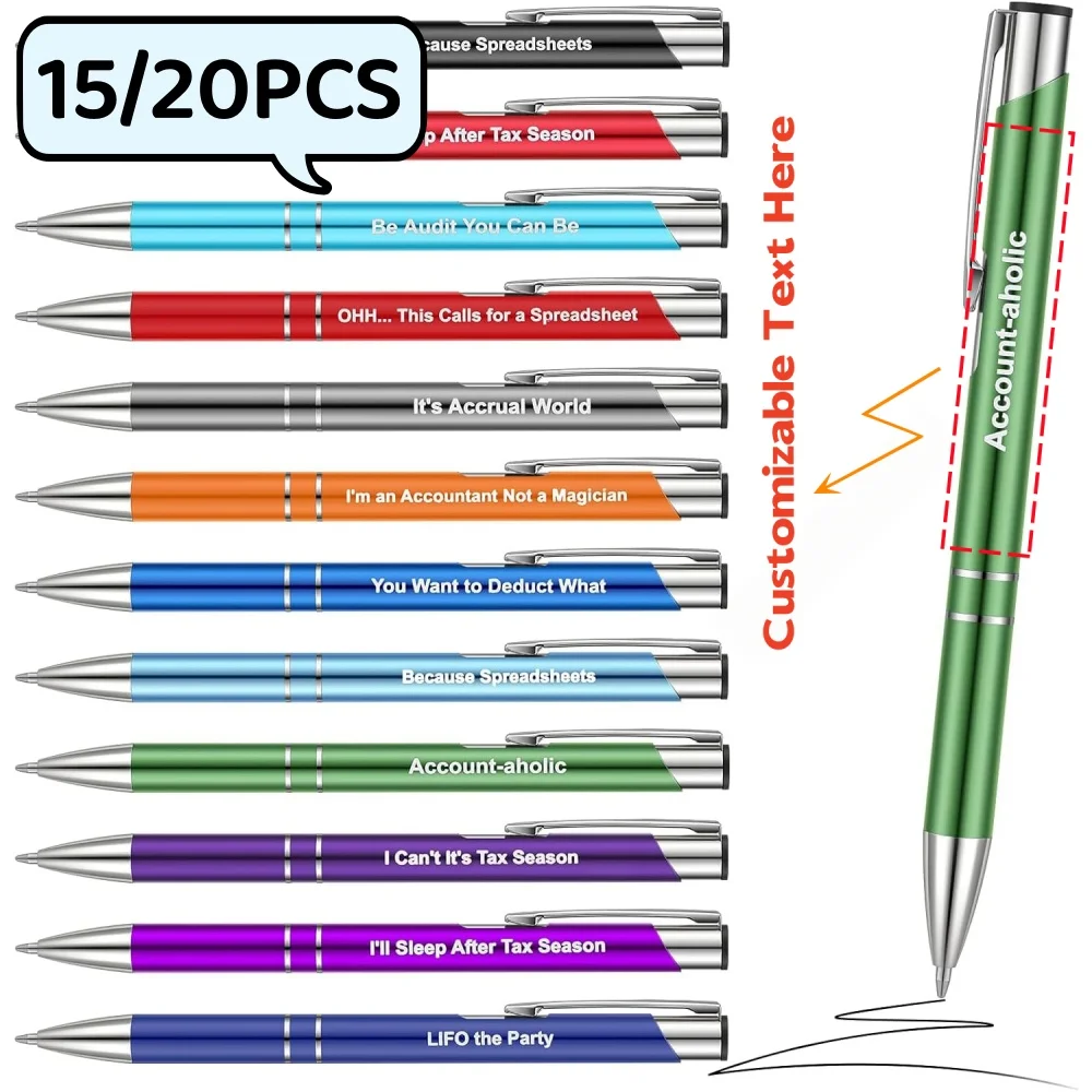 15/20PCS Customizable Metal Ballpoint Pens Set Smooth Writing for Office School Corporate Business Best Stationery Gifts