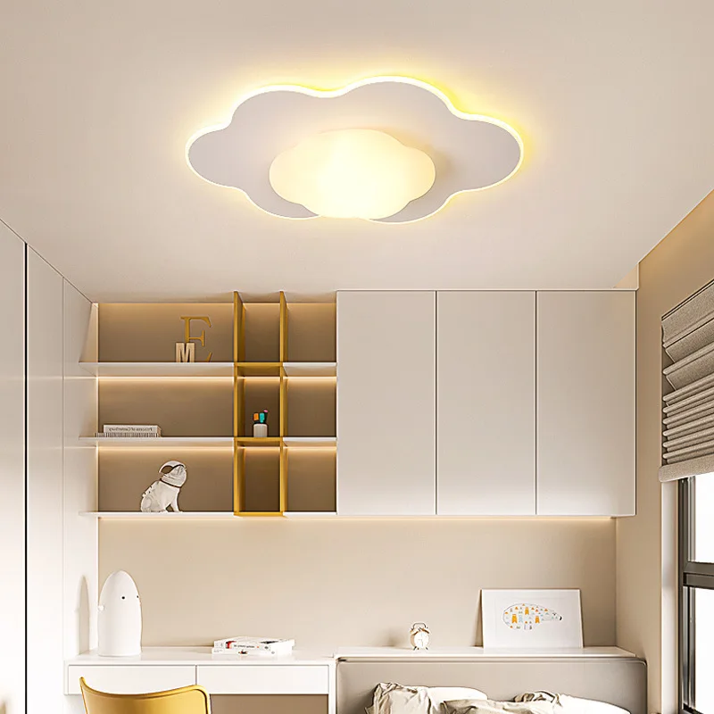 الحضانة الأبيض سحابة ضوء ثريا تركب بالسقف غرفة الاطفال الفتيات غرفة نوم دراسة لطيف ديكور الكرتون بريق الطفل Led مصباح السقف #4