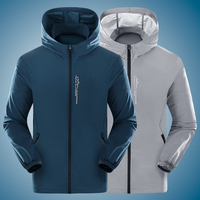 2PC Mix Color Hooded Sunscreen Coats Men's Breathable Sport Waterproof Jacket Summer UV Protection Outdoor Fishing Skin Clothing