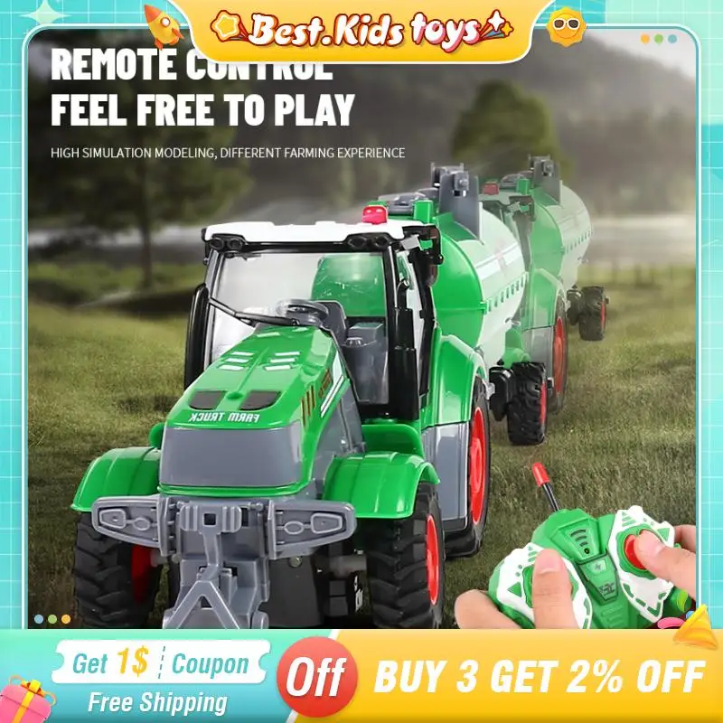 

1:24 27 MHZ RC Dump Truck Farmer Car With Lights Sound Water Tanker Four-way Remote Control Rice Mixer Kids ToysTimber Truck