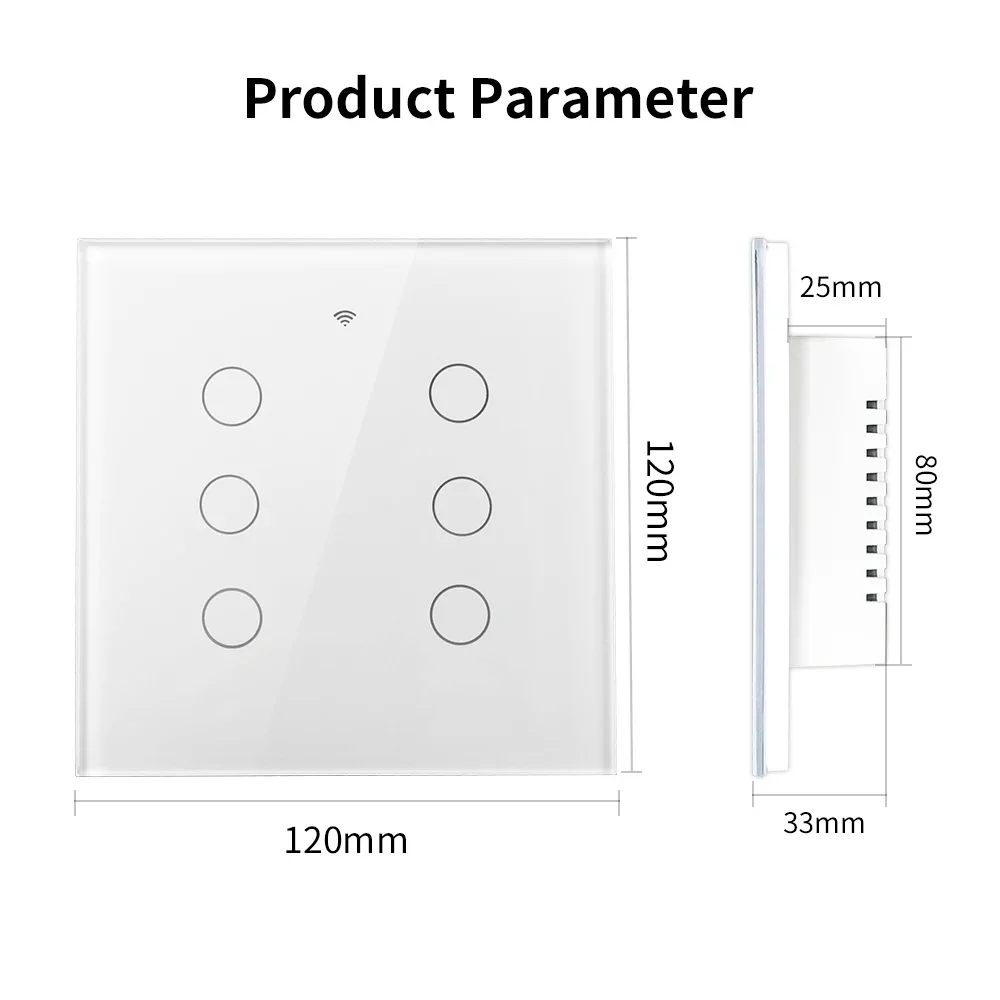 Tuya Wifi Smart Touch Switch Light Brazil 4x4 No Neutral Wire 4/6 Gang RF433 Remote On Off Light Smart Life Alexa Google Home