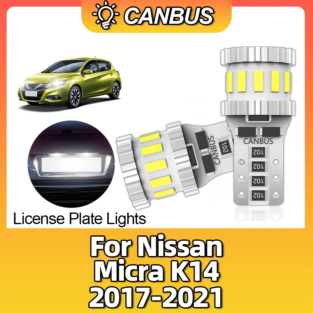 2x T10 W5W LED Canbus No Error 194 168 Bulb Car Interior Light License Plate Lamp For Nissan Micra K14 2017 2018 2019 2020 2021