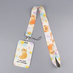 LX1320 Cute Yellow Cat Neck Strap Lanyards Keychain Badge Holder ID Card Pass Hang Rope Lariat Lanyard for Key Rings Accessories