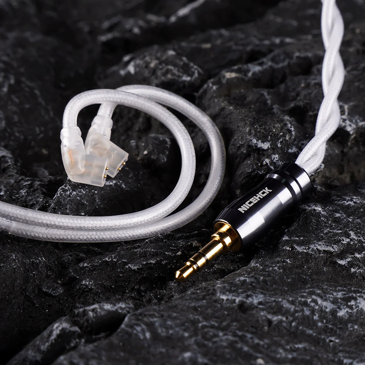 NiceHCK Kabel Audiophile sayap salju 7N OCC berlapis dengan perak 24K kawat Earbud berlapis emas untuk Monarch Mk2 Magic One himand