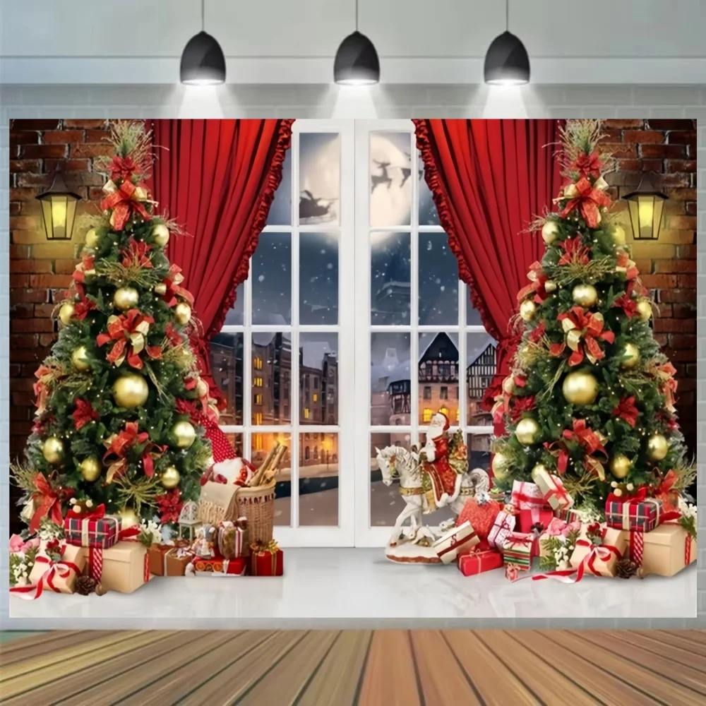 Winter Festival Christmas Backdrop Vibrant 70.8x43.3inch Xmas Tree Banner Backdrop Photo Studio Props For Family Gatherings New