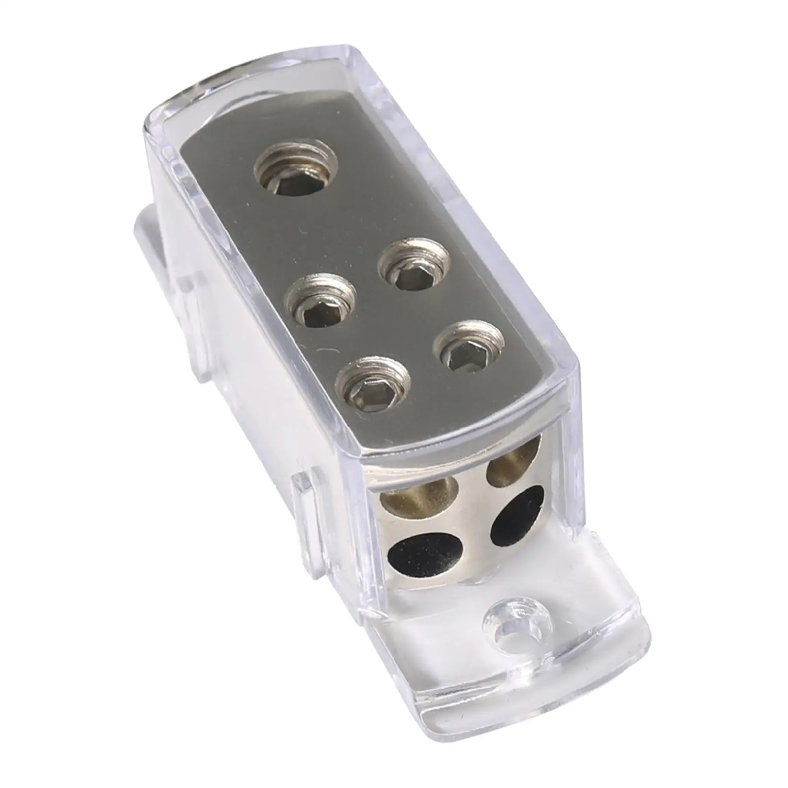 Car Stereo 4way Distribution Splitter Gold Tone Hyaline Protective Shell AGU Fuse Holder for Audio Amp Power Ground Installation