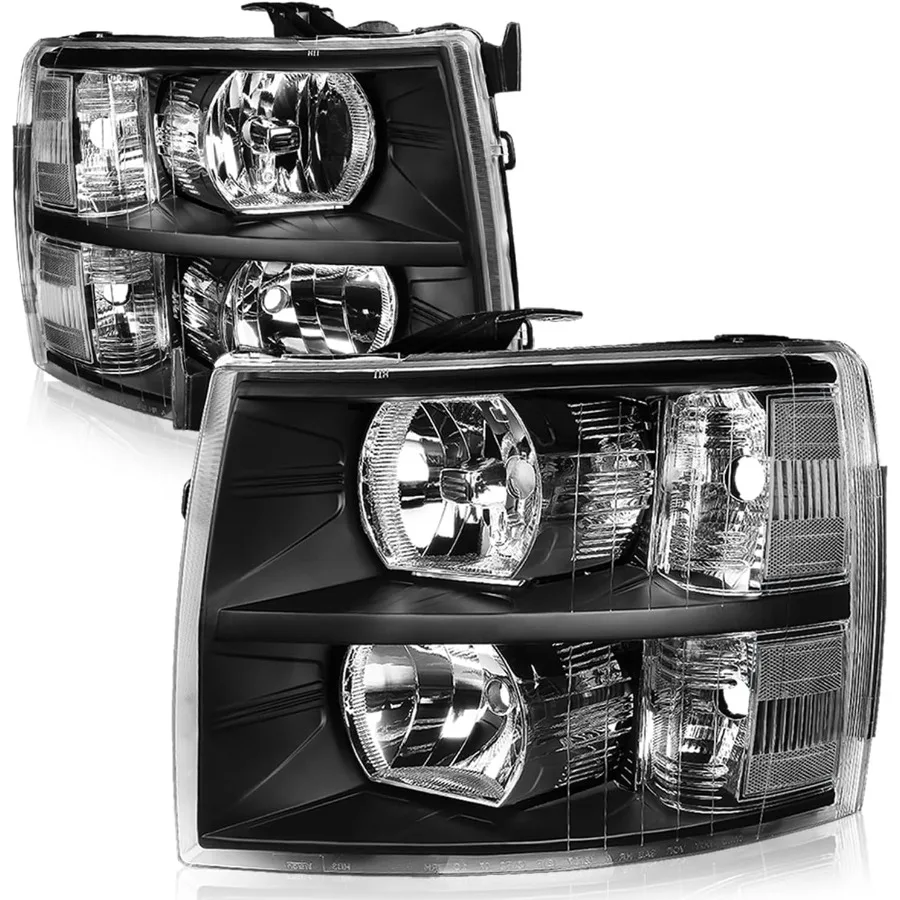 

Halogen Headlights Assembly for Chevrolet Silverado 1500 2500HD 3500 GMT900 20072014 Model Years Compatible with Driver and Pas