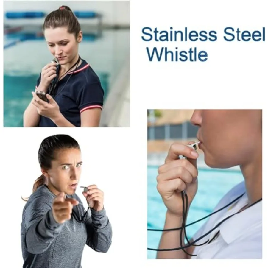 3 Pcs WhistleStainless Steel Sports Whistle with Lanyard Stainless Steel Metal Whistle for Training Outdoor Camping Coaching Hi