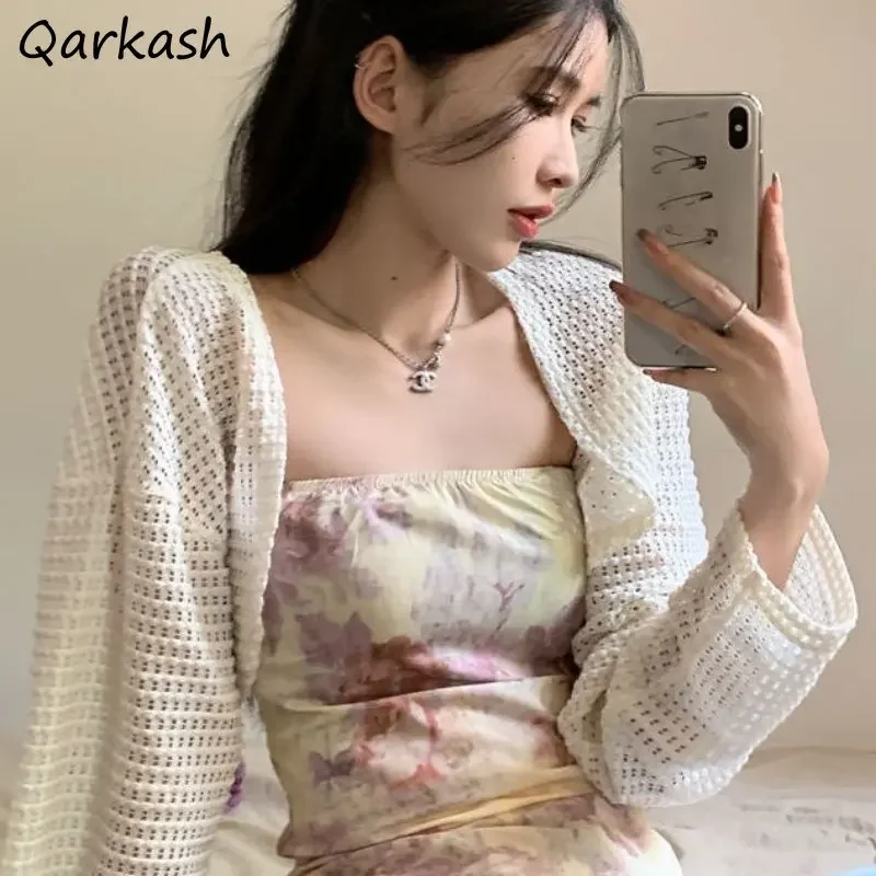 

Солнцезащитные куртки женские открытые мешковатые уличные летние элегантные верхняя одежда вязаные эстетические праздничные пляжные стили Harajuku Lady