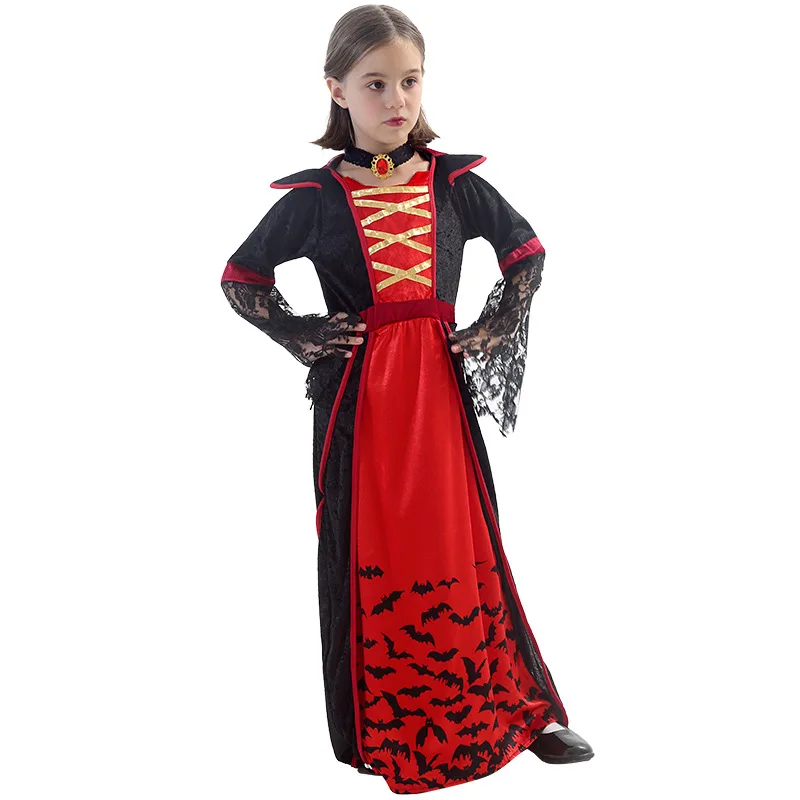 Disfraz de vampiro para niños, disfraz de Halloween, uniformes de fiesta, vestido de Cosplay para niña, ropa de fantasma de Diablo, vestido de