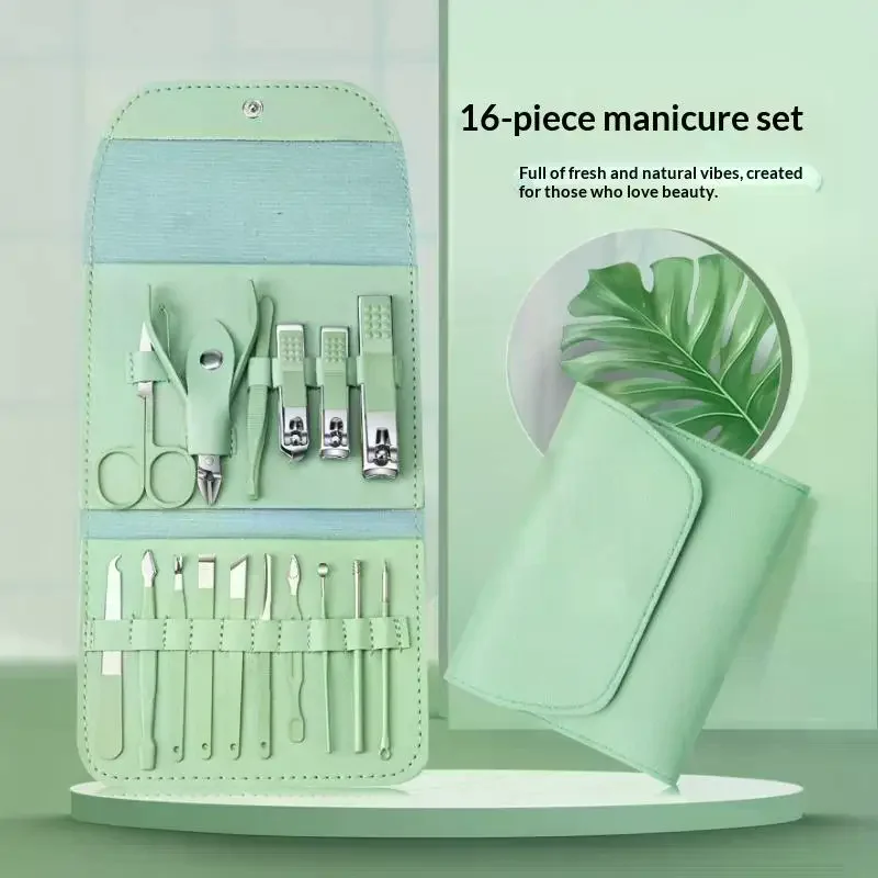 Maniküre-Pediküre-Set Professionelles Nagelknipser- und Nagelhautzangen-Set mit Reiseetui 4/16-teilig