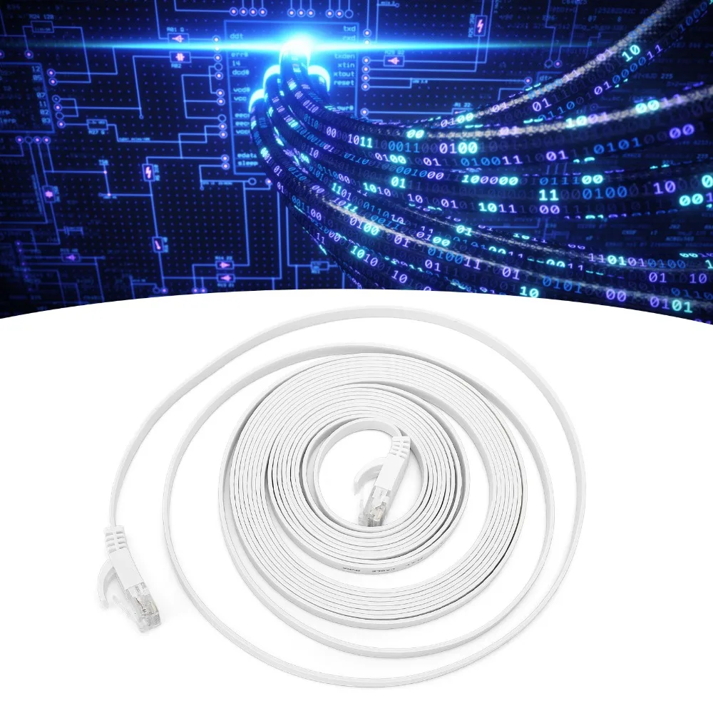 

Прочный 8-ядерный витой кабель Ethernet, белый плоский медный провод, гигабитный сетевой кабель RJ45, сетевой кабель, сетевые принадлежности