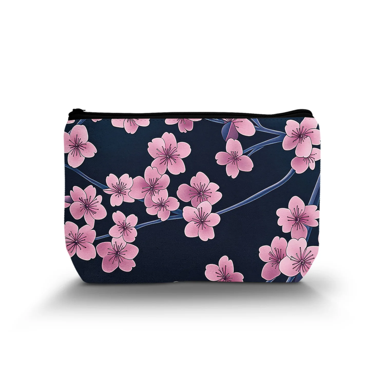 1Pc Cherry Blossom Women Makeup Bag Portable Multifunction Cosmetic Bag With Zipper For Women Travel Storage