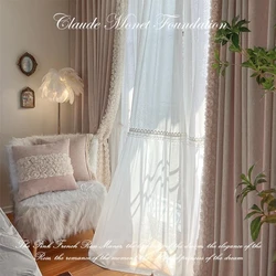 Custom retro style girl pink three-dimensional pattern blackout curtains for living room bedroom bay window balcony