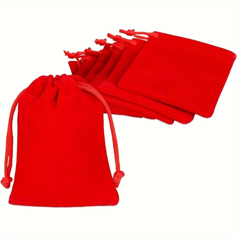 

50pcs 3.15 X 3.94inch Velvet Drawstring Bags Christmas Wedding Gift Bags Velvet Cloth Jewelry Pouches Party Favor Supplies