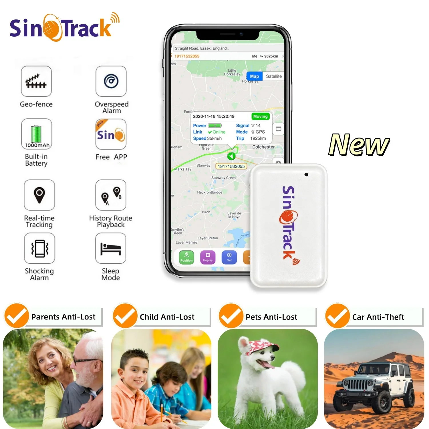 Neuer GSM GPS Tracker ST-903A für Auto, Kinder, persönliche Nutzung, Haustiere, Mini-Ortungsgerät mit eingebautem Akku und kostenloser Online-Tracking-App