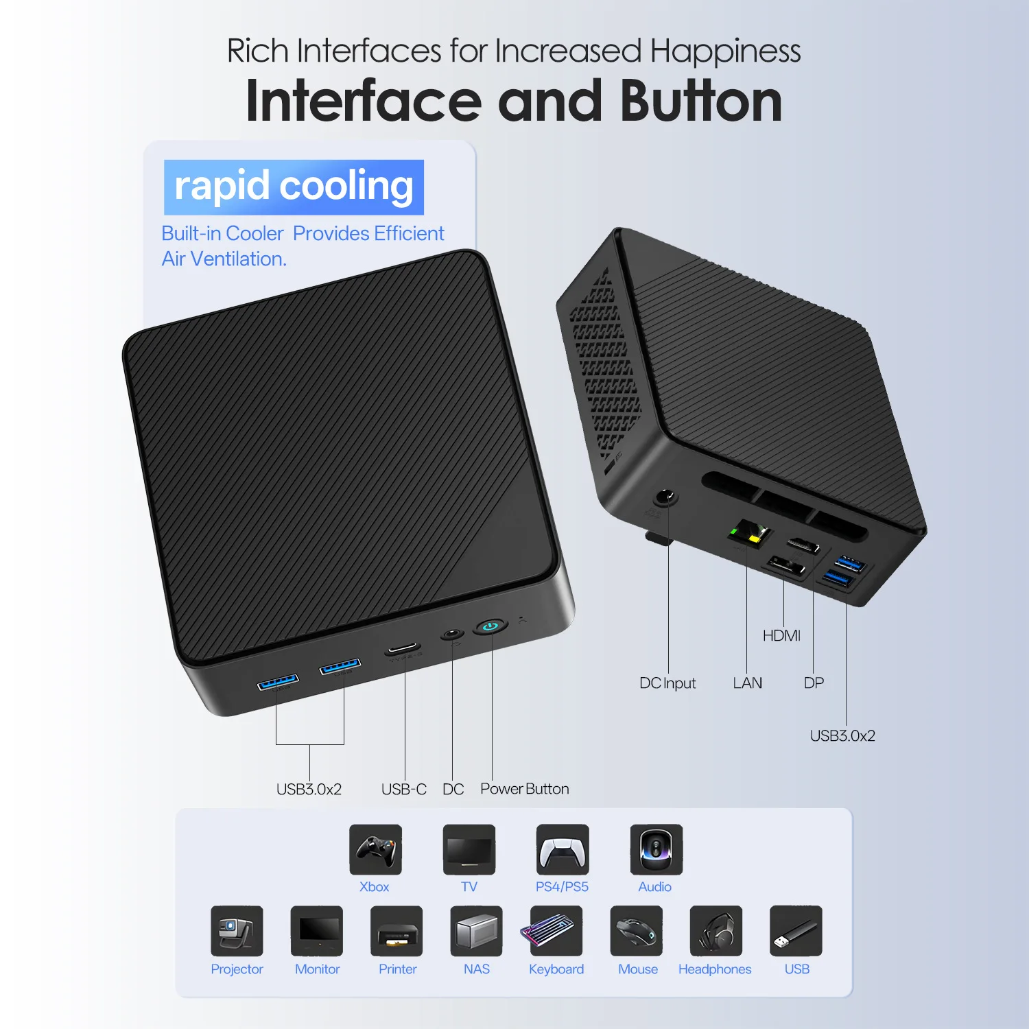 WUDUNG Neuer Mini-PC Intel Celeron N150, Windows 11 DDR4 16 GB RAM M.2 SSD 512 GB WiFi 5 BT4.0 Mini-PC-Desktop-Computer