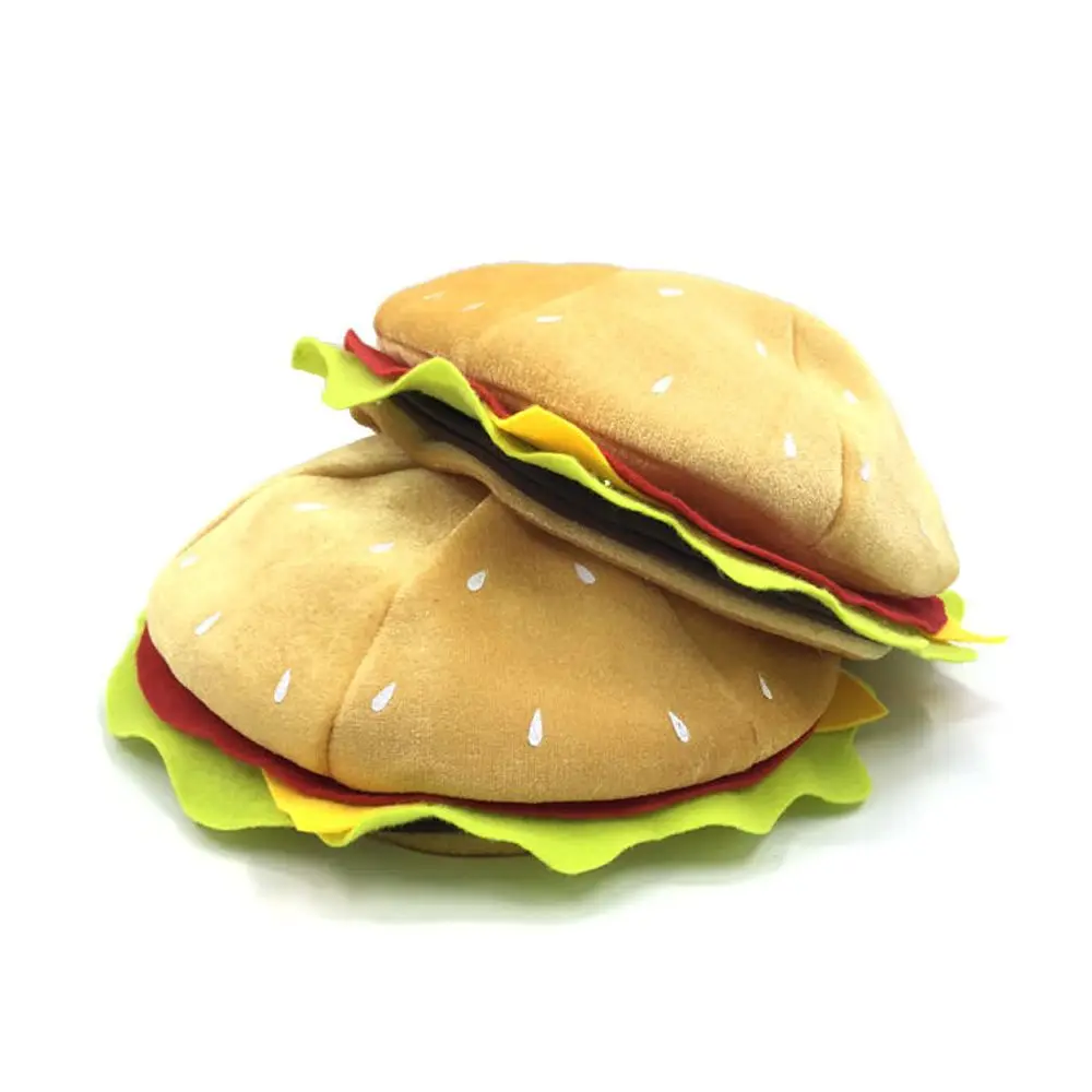 

Cartoon Creativity Decorative Burger Hat Cute Soft Burger Headgear Unisex Funny Performance Prop Hat Halloween Party