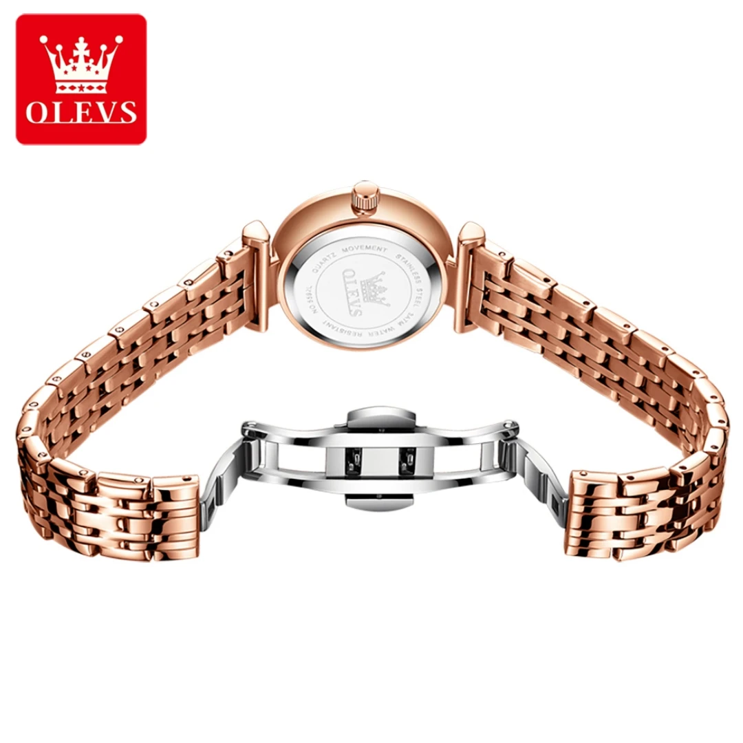 OLEVS 5592, модные кварцевые часы, подарок, ремешок для часов из нержавеющей стали, наручные часы с круглым циферблатом