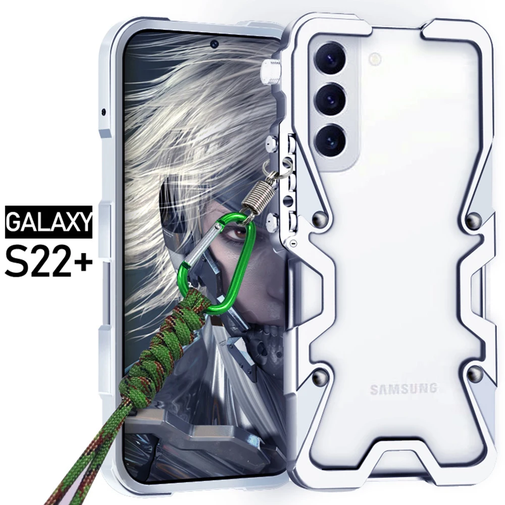 Rough Metal Armor For Samsung Galaxy S24 Plus Frame S23 FE S22 + S21 Aluminum Alloy Bumper Shockproof Case Cover Funda With Lens