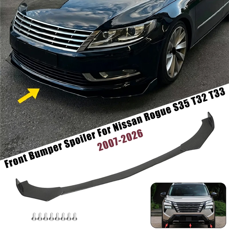 Sport Front Bumper Splitter Spoiler Lip For Nissan Rogue S35 T32 T33 2007-2026 5Pcs Adjustable Sectional Car Tuning Body Kit