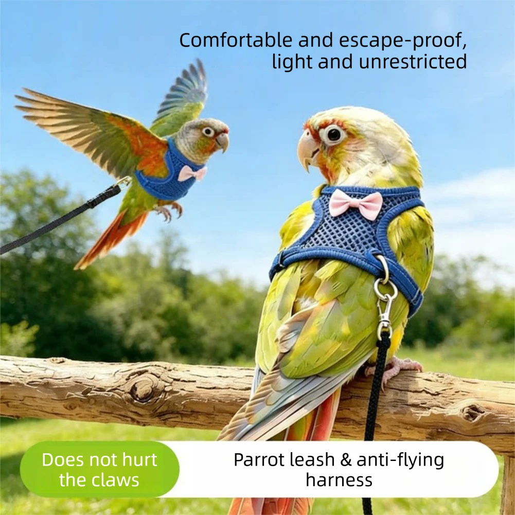 Parrots  flights harness escape proof training vest Adjustable parrots flights suit Breathable Safety Pet Plus Traction training