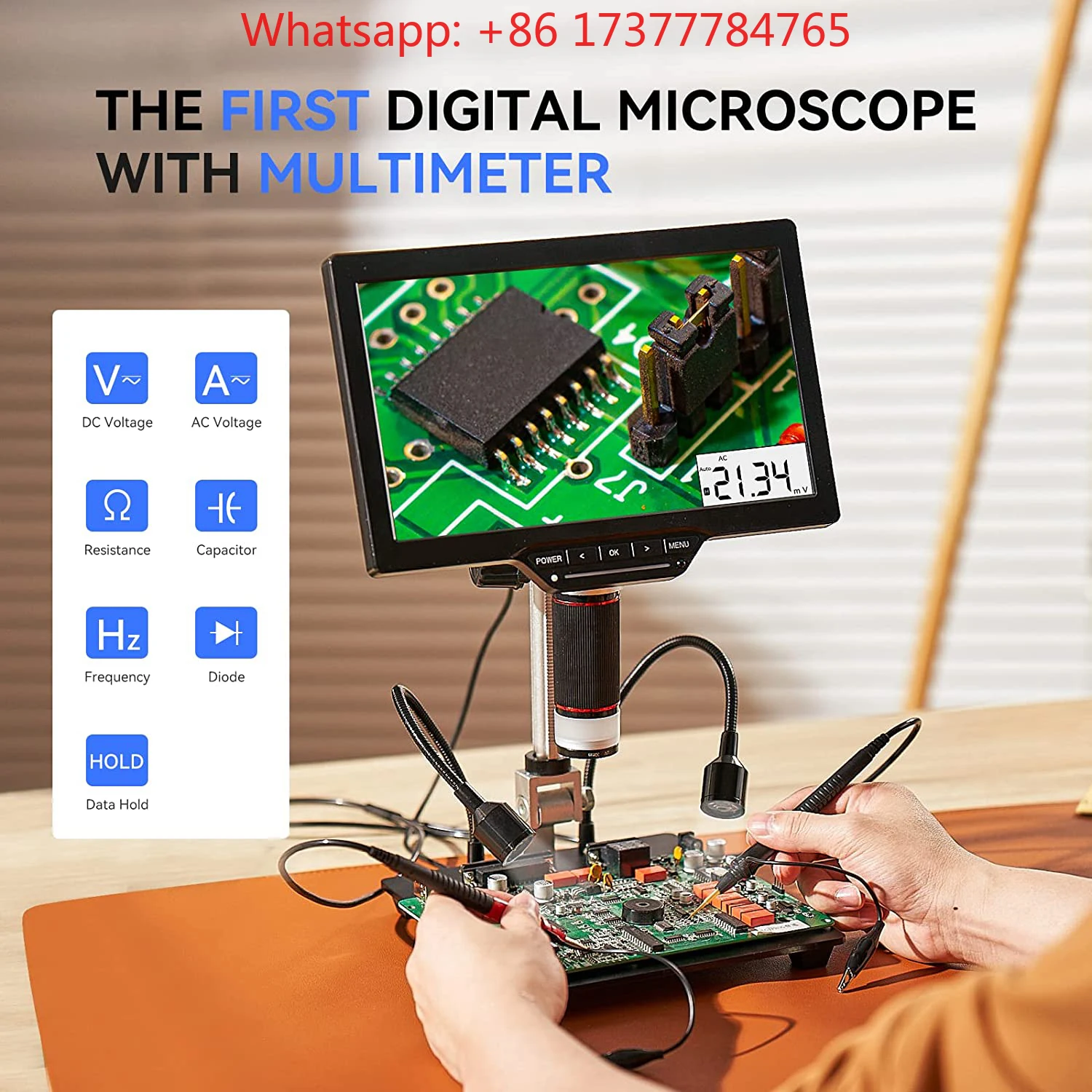 7.0 Inch Upgraded LCD Soldering Microscope, Digital Microscope With Multimeter for Electronic Repair VMS700M