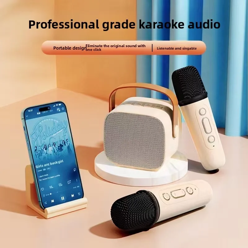 

Портативные беспроводные двойные микрофоны, караоке-машина HomeKTV DSP, Bluetooth-динамик, HIFI стерео объемный звук для детей, подарок на вечеринку