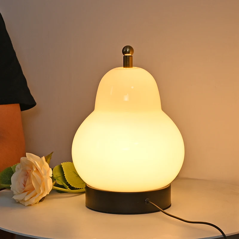 

Pear Shaped Glass Table Lamp 3 Lighting Modes Suitable for Bedside Bedroom Study Living Room Decorative Night Light Home Decor