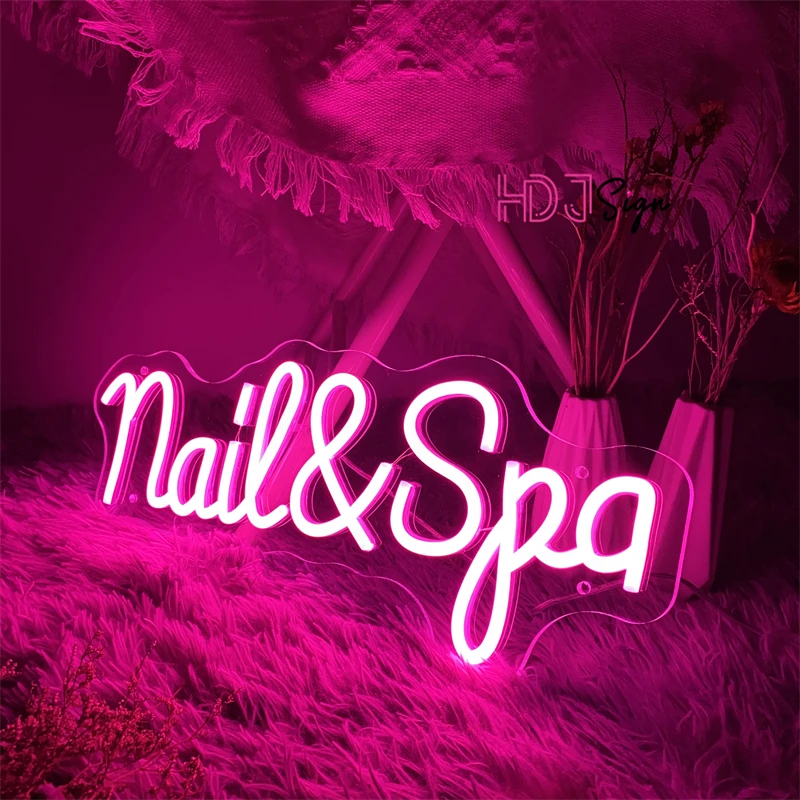 Nail Spa Neon Sign Nails Salon Sign Neon Lights Business Led Sign Neon Pink Nails Led Light Beauty Salon Wall Light Up Sign