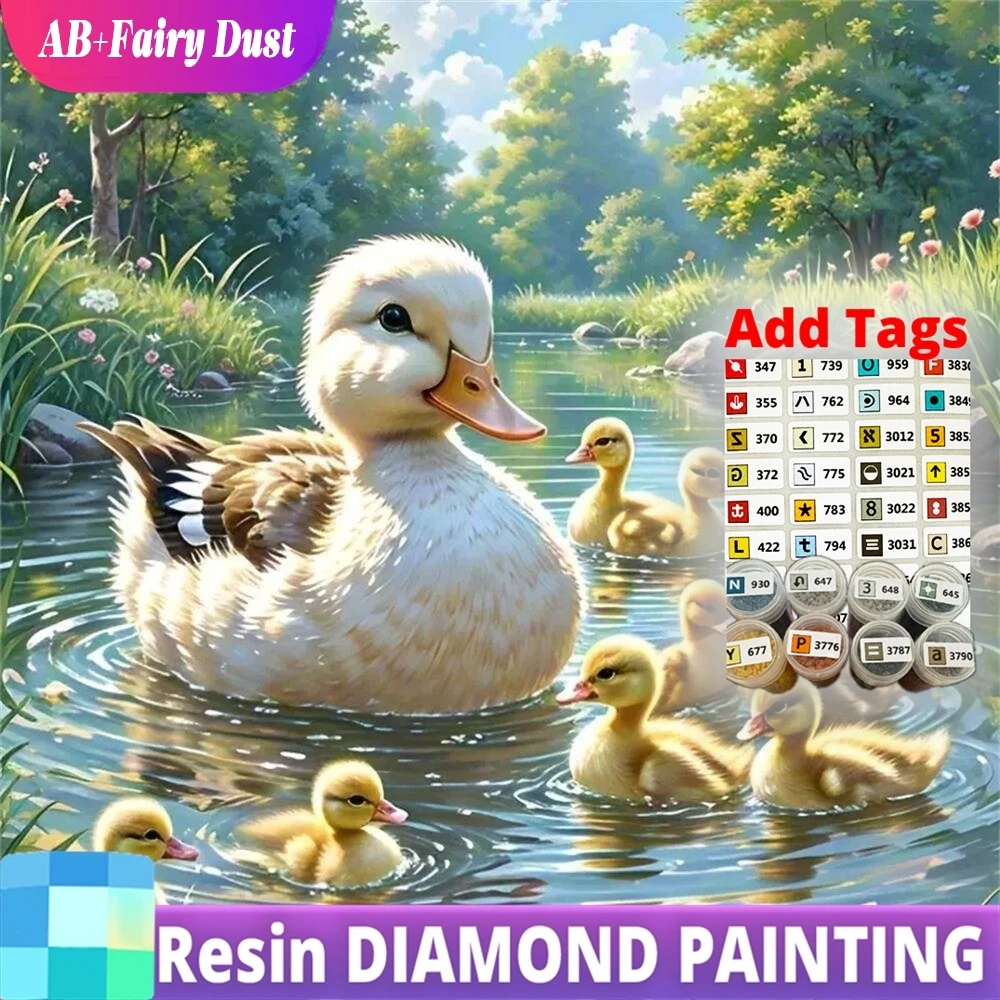 

Смола AB Фея Пыль Утка Алмазная картина Животное Подходит для начинающих Река Мозаика Мультфильм DIY Вышивка Декор Главная