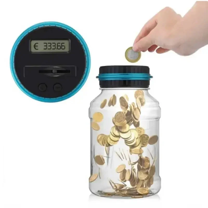 1PC Intelligent Counting Coin Bank Bucket Storage Storage Box Pound Dollar Euro Coin Counter Coin Gift LED Display