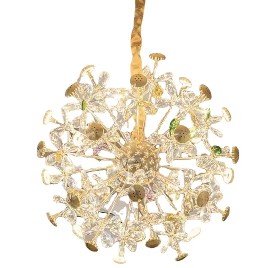 Imagem -06 - Sandyha-postmodern Luxury Crystal Chandelier Warm Petal Light Hanglamp Suspensão Luminárias Sala de Estar e Jantar Quarto