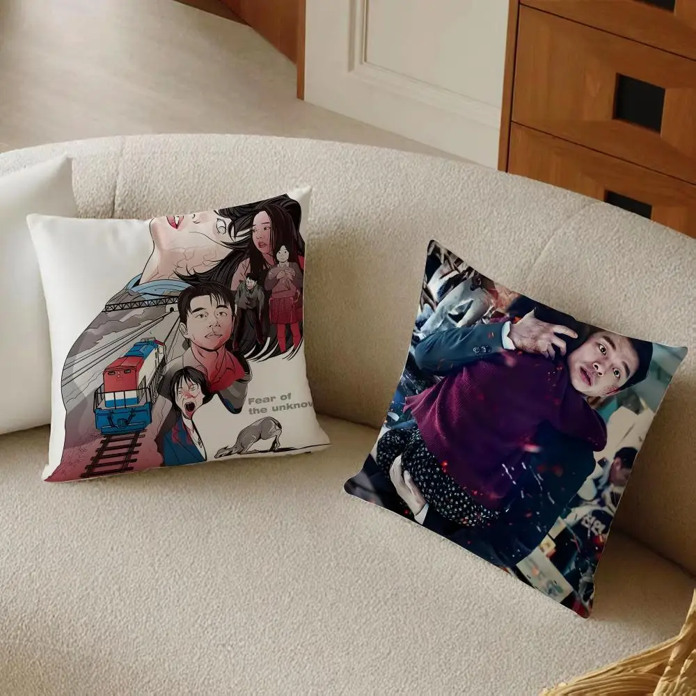 T-Train To Busan Cushion Cover Daily Washable Linen Pillowcase Soft  for Sofa Bed Home Room Decor
