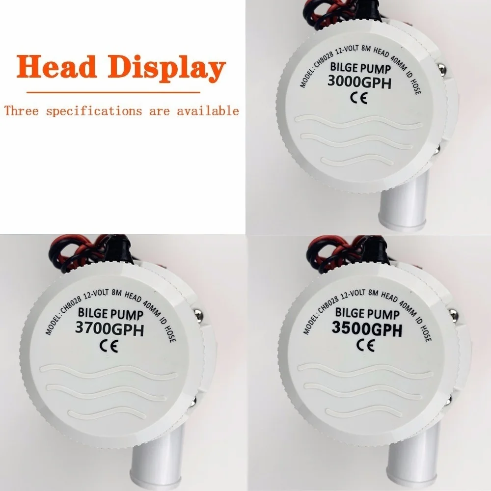 3000/3500/3700gph Large Flow Dc 12v 24v Bilge Pump Electric Water Pump For Boats Accessories Marin Submersible Boat Water Pu