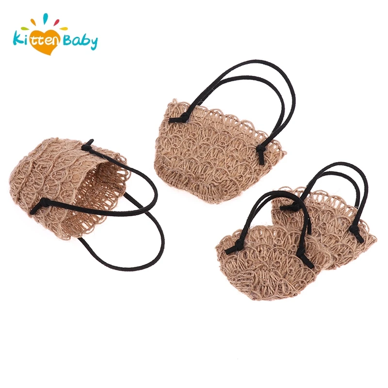 Dollhouse Mini Weave Storage Woven Picnic Baskets Straw Handbags Beach Bag Dolls House Dollhouse Decoration Accessories