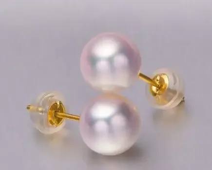 good noble jewelry pair of 10-11mm round south sea white pearl earring 18k