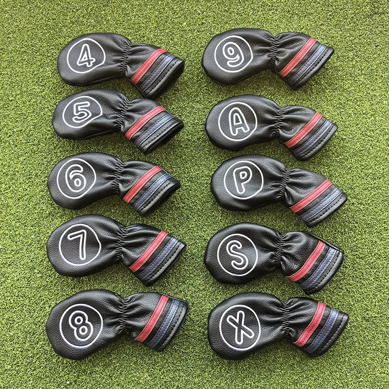 Soft leather Golf Iron Head Covers Iron Headovers Wedges Covers 4-9 ASPX 10pcs Golf fan supplies