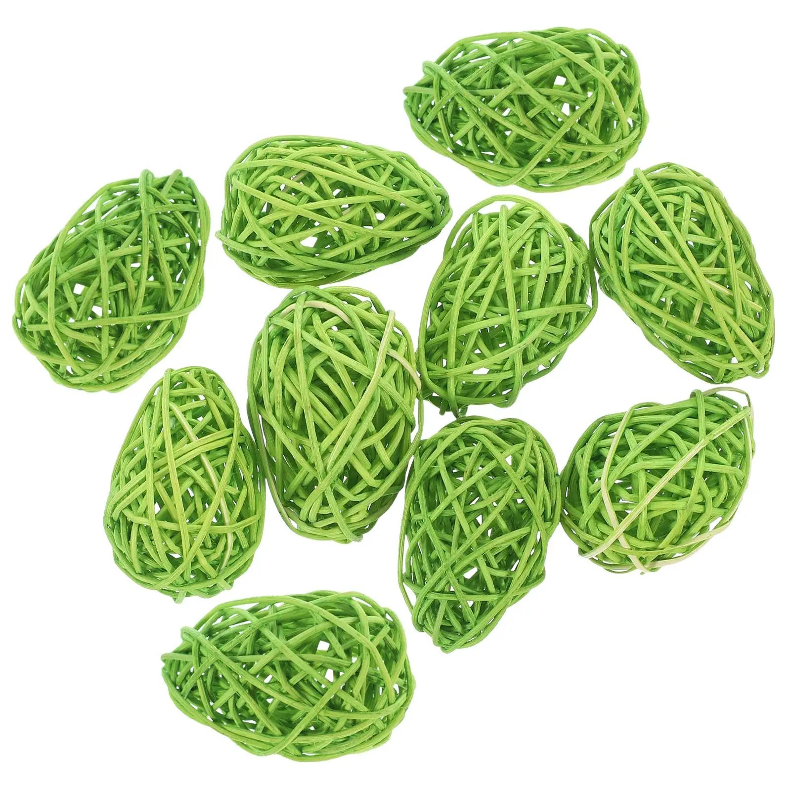 10 pezzi di uova decorative pasquali da 6,5 cm in rattan naturale ovale Takraw Ball (giallo) 10 pezzi per bambini colorati per la casa