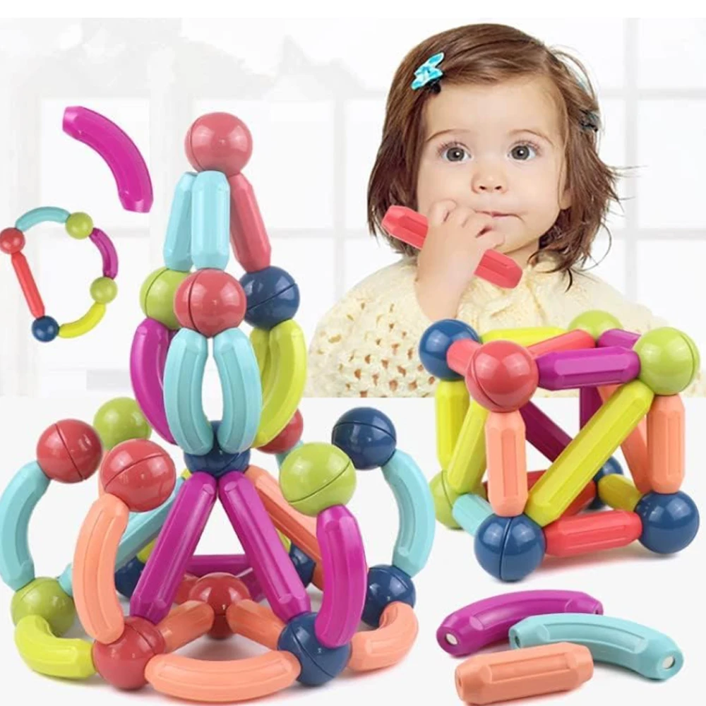 مجموعة الكرات والقضبان المغناطيسية، مجموعة بناء المغناطيس، الكرات والأعواد المغناطيسية - تتميز بأمان وقوي جدًا وألعاب مونتيسوري والرياضيات