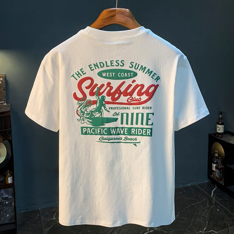 American casual short sleeved T-shirt men's summer high-end quality printed half sleeved versatile top 2025 new clothing