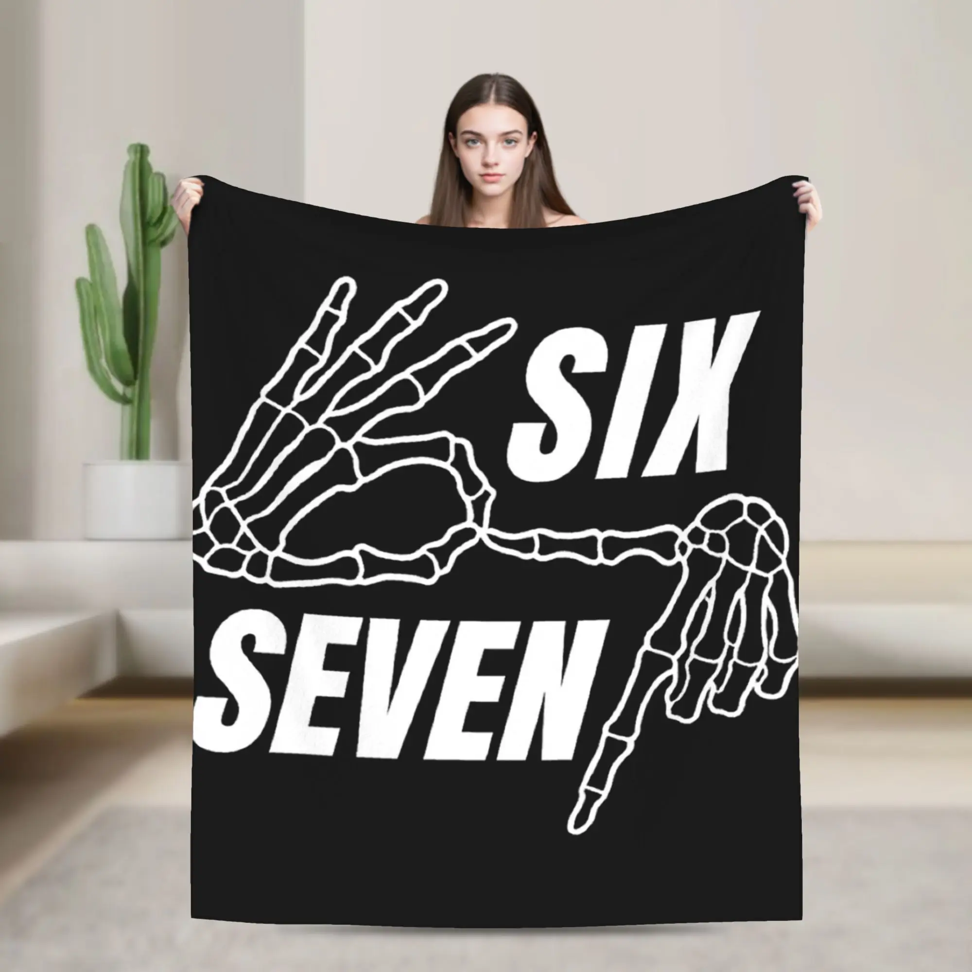 

Funny Six Seven 6 7 Meme Vintage Blanket Super Soft Funny Plush Throw Blanket Kids Couch Chair Sofa Bed Flannel Bedspread Cover