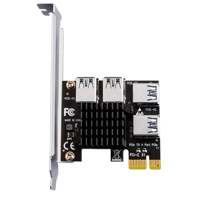 NEW PCIE 1 to 4 Riser Card PCI-E 1X to 4 PCI Express X16 Adapter 5Gbps Multiplier Hub for Graphics Card for Bitcoin Miner Mining