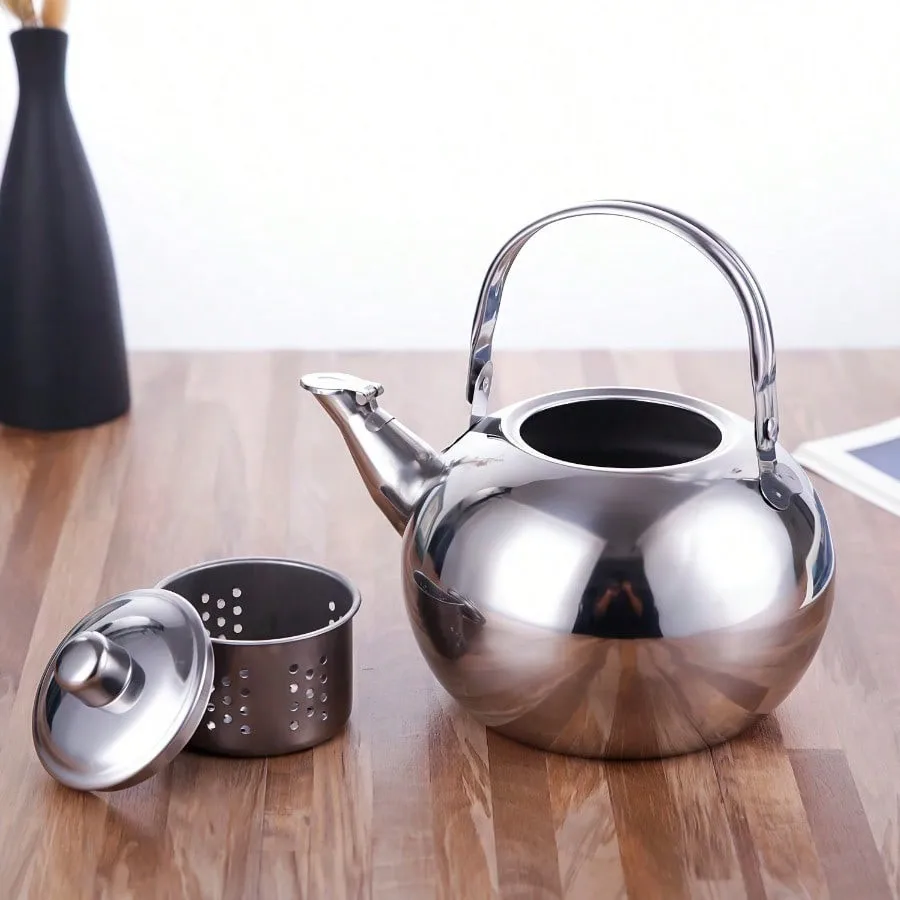 Household Stainless Steel Water Kettle Portable Restaurant Kitchen Necessary Filter Teapot Outdoor Tea Brewing Tools Container