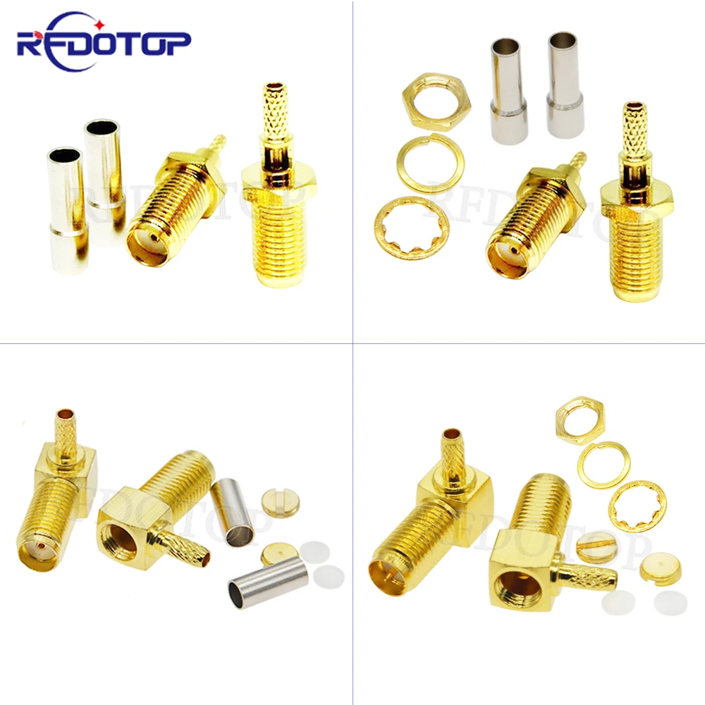 

10Pcs/Lot SMA Female Straight/Right Angle with Window SMA-1.5 Connector Crimp for RG174/RG316/LMR100 RF Cable Gold Plated 50 Ohm