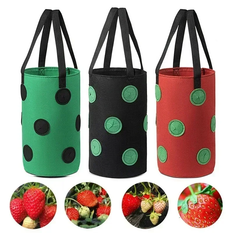 1 Pcs Strawberry Vegetable Flower Plant Grow Bag Garden Flower Pot New Multifunctional 13 Hole Felt Hanging Tomato Flower Pot