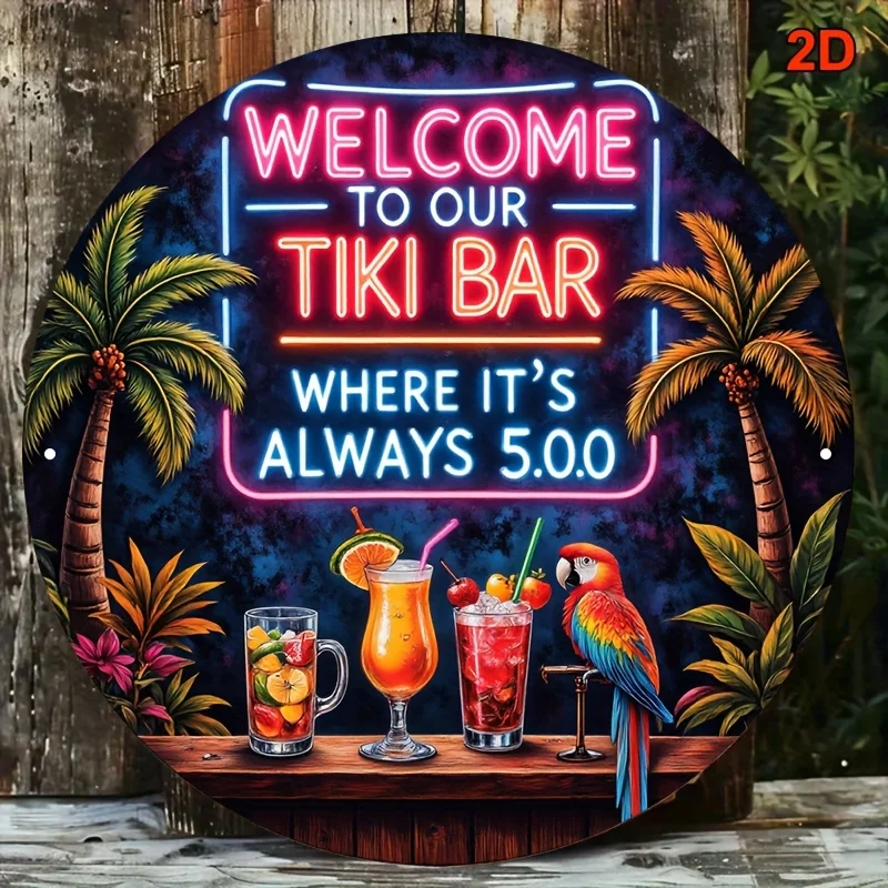 CIFBUY Retro Neon Tiki Bar Sign Aluminum Wall Art Waterproof Fade Resistant Durable Metal Decor for Home Bar Kitchen Office