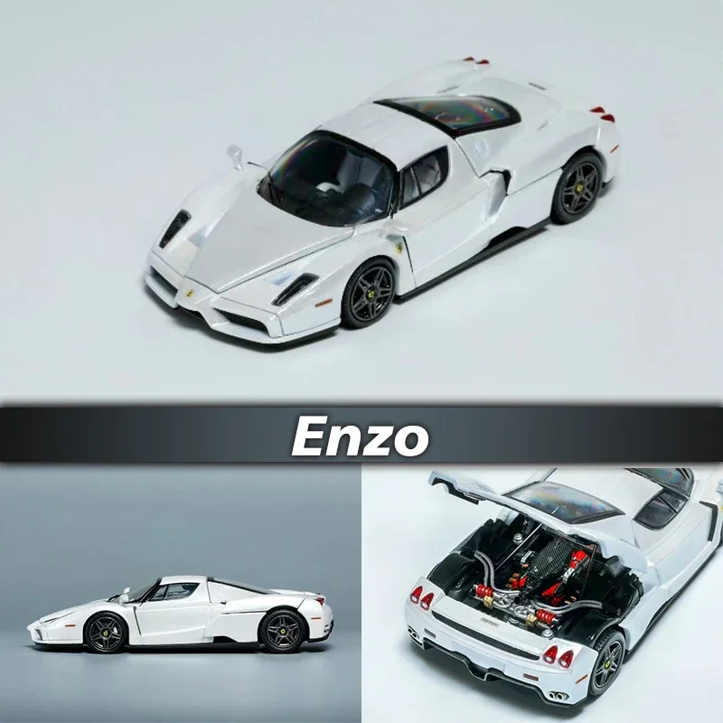 

**Pre Sale**KING 1:64 Enzo Metal WHITE Openable Hood Diecast Diorama Car Model Collection Miniature Toys