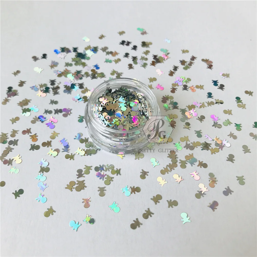 PrettyG 1 Box Skeleton Glitter Shape Halloween Nail Glitter Holographic Glitter Flakes For Nail Art Decorations Accessories