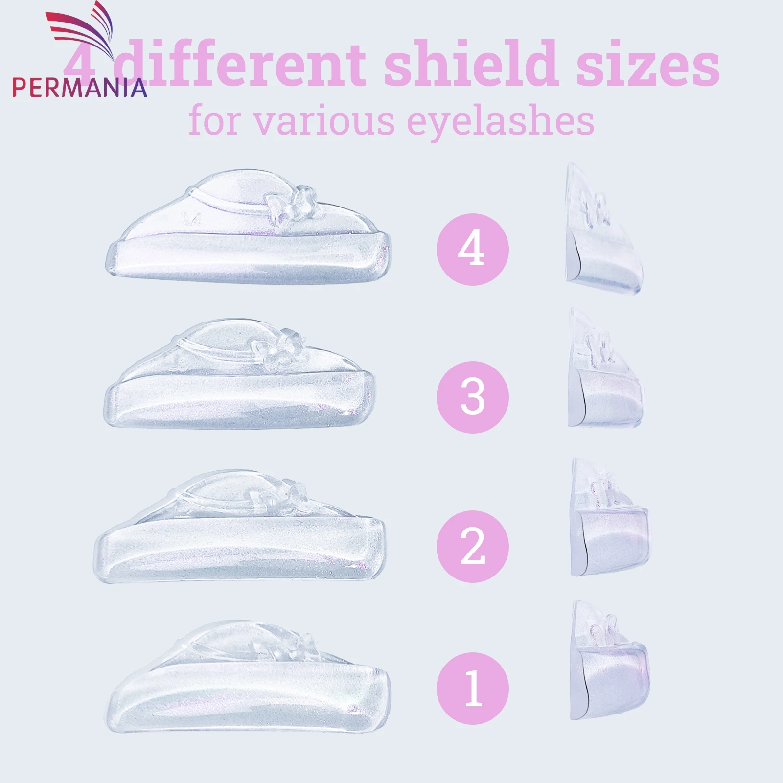 PERMANIA 4 Pair L Curl Silicone Eyelash Perm Pads Sticky Lashes Rods Shield Lifting 3D Eyelash Curler Accessories Makeup Tool
